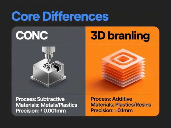 CNC vs 3D Printer Differences